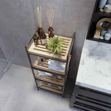 Portaoggetti per il bagno STRALSUND 110x45 cm quercia/nero