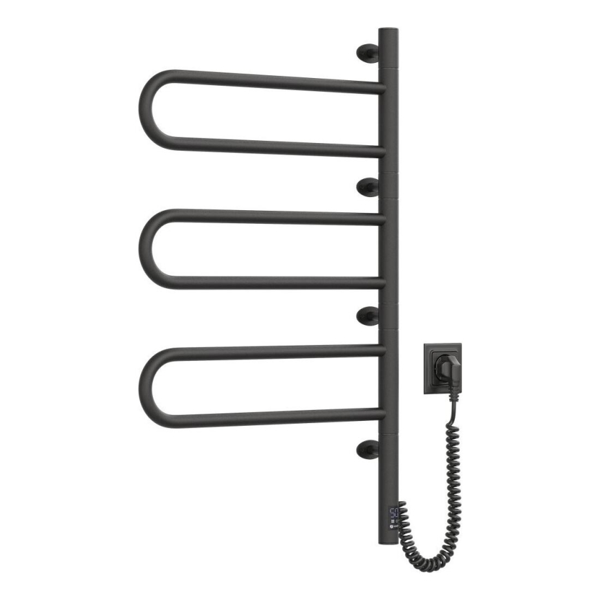 Portasciugamani rotante elettrico con termostato FOUETTE 185W/230V 81,8 cm IP44 nero