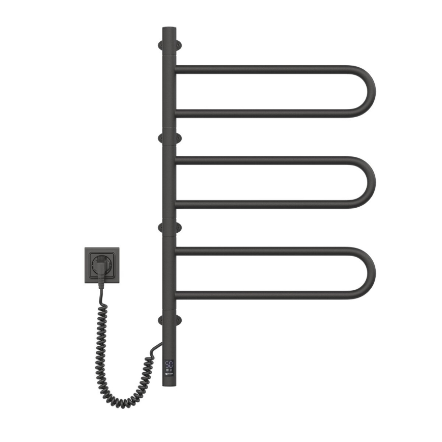 Portasciugamani rotante elettrico con termostato FOUETTE 185W/230V 81,8 cm IP44 nero