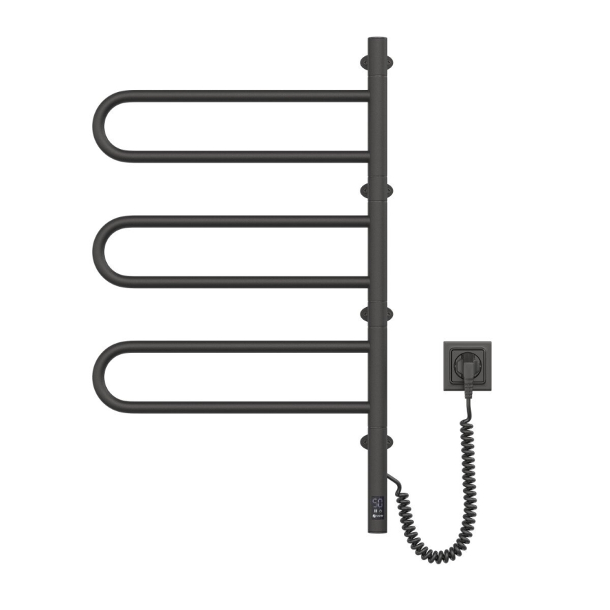Portasciugamani rotante elettrico con termostato FOUETTE 185W/230V 81,8 cm IP44 nero