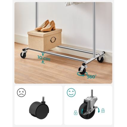 Porte-manteau mobile LINEA, finition argentée