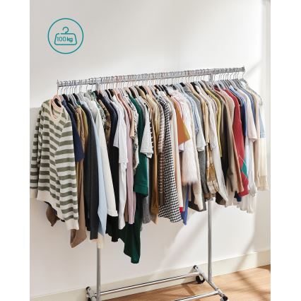 Porte-manteau mobile LINEA, finition argentée