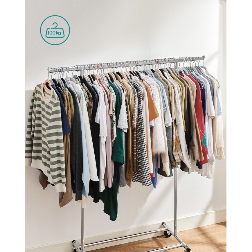 Porte-manteau mobile LINEA, finition argentée