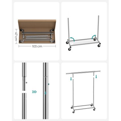 Porte-manteau mobile LINEA, finition argentée