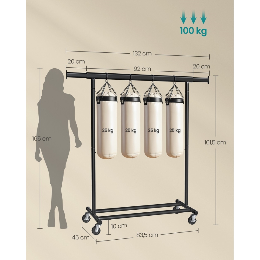 Porte-manteau mobile LINEA noir