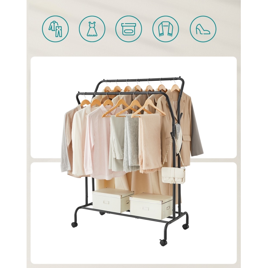 Porte-manteau mobile LINEA noir