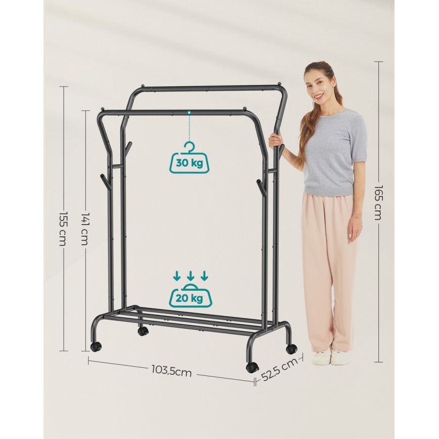 Porte-manteau mobile LINEA noir