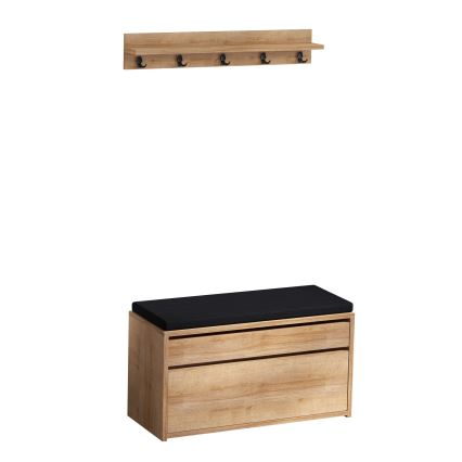 Porte manteau mural BOBY 15x80 cm + meuble à chaussures 42x80 cm marron/noir