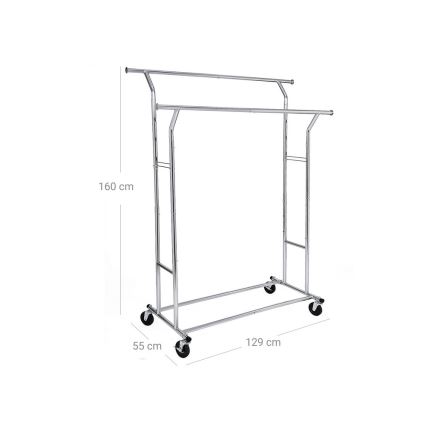 Porte-manteau sur pied mobile LINEA argenté
