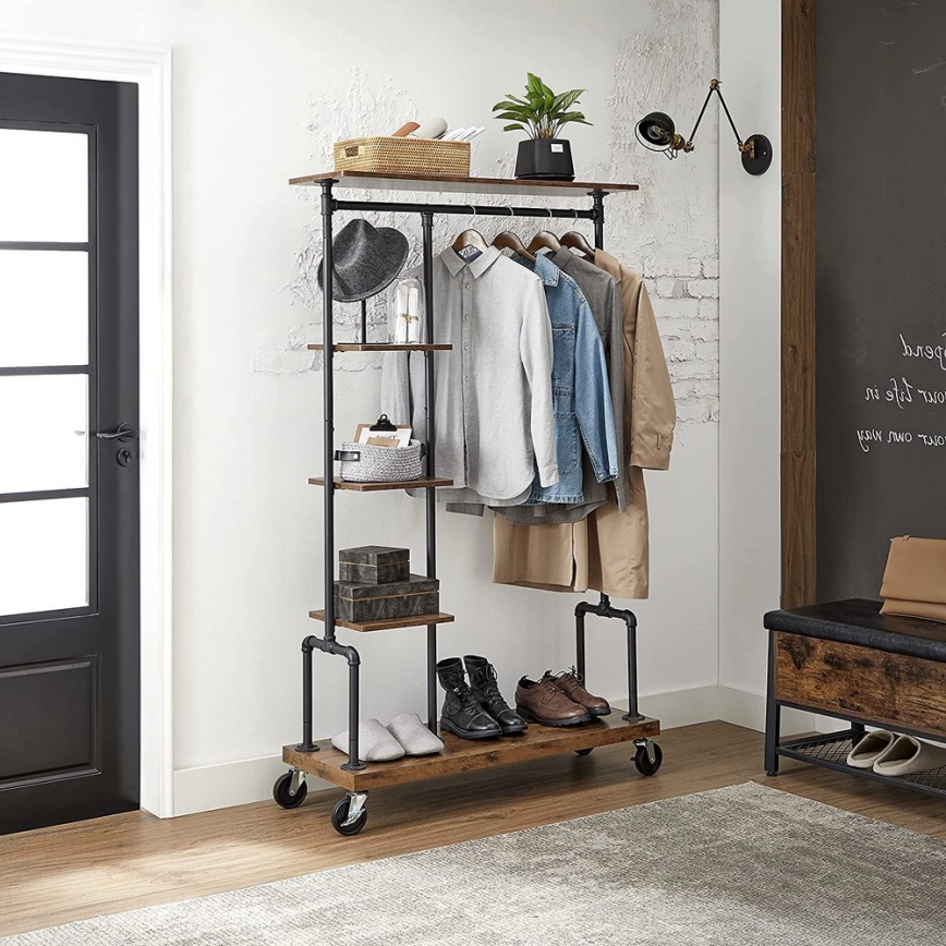 Porte-manteau sur pied mobile LINEA marron/noir