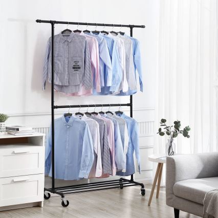 Porte-manteau sur pied mobile LINEA, noir