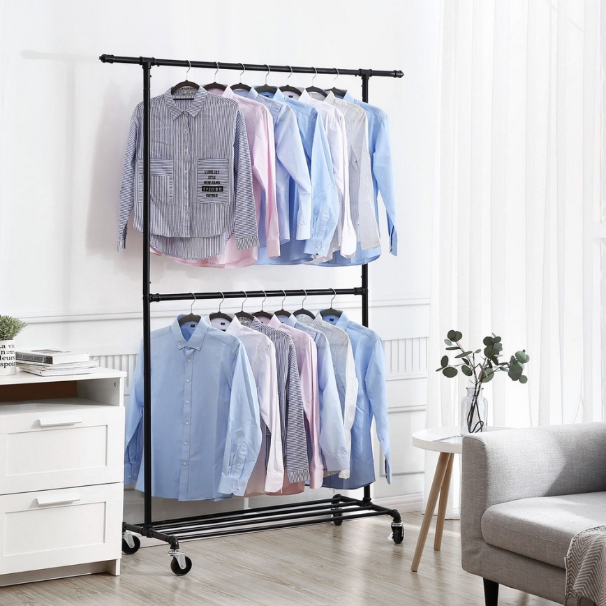 Porte-manteau sur pied mobile LINEA, noir