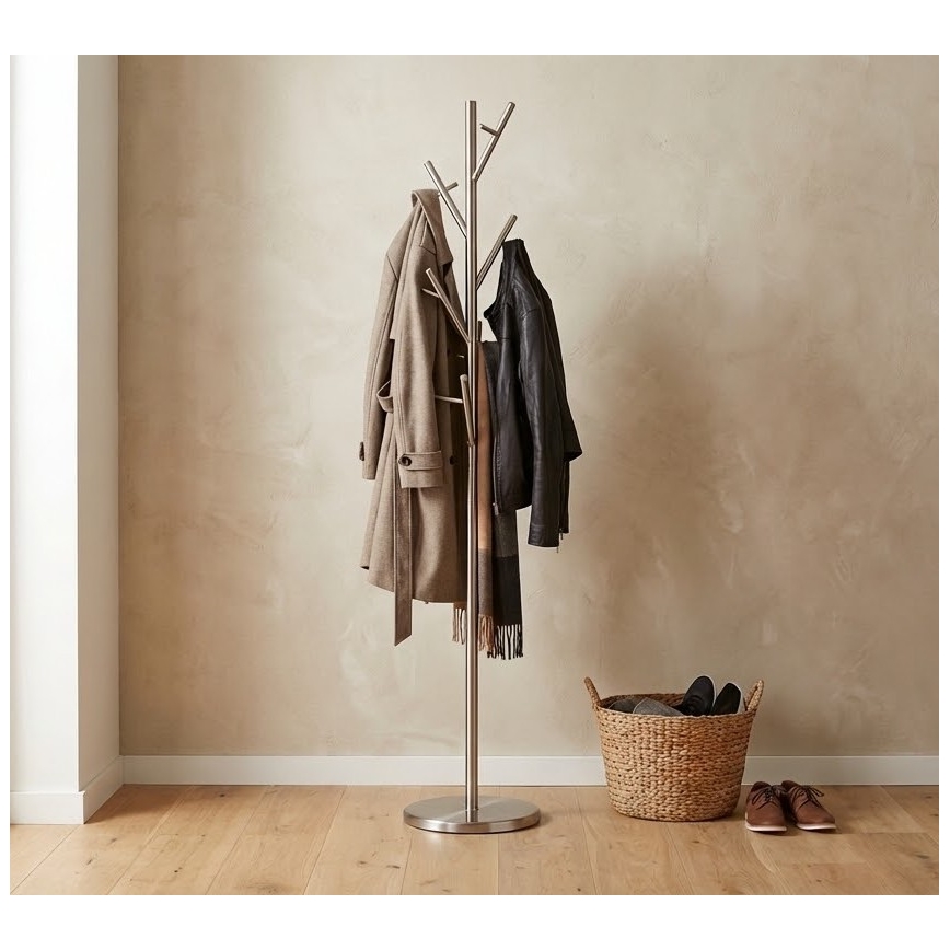 Porte-manteau sur pied VERT 170x30 cm argenté