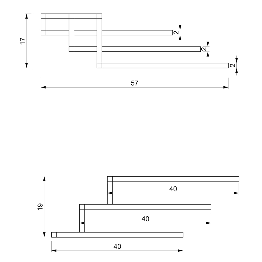 Porte-serviettes mural 19x58 cm noir