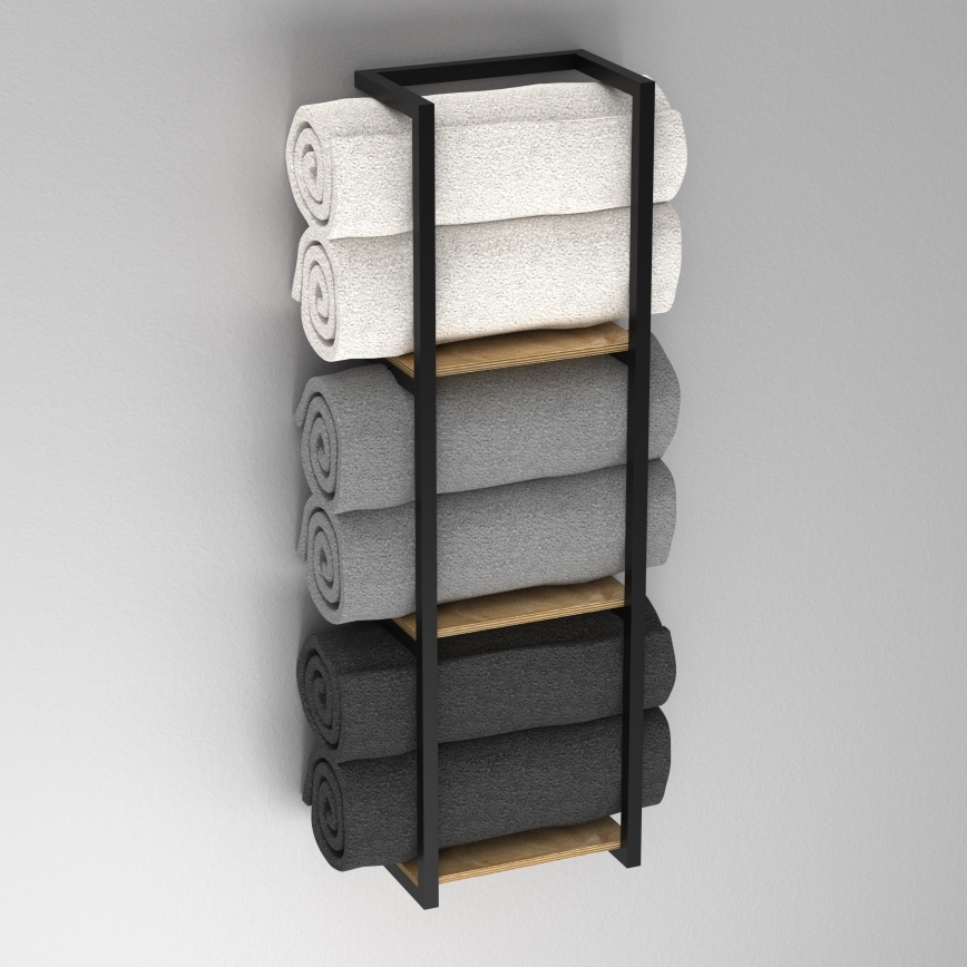 Porte-serviettes mural 78x23 cm noir