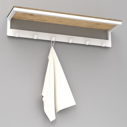 Porte-serviettes mural avec étagère 10x60 cm blanc