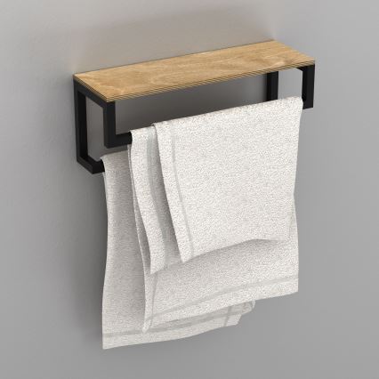 Porte-serviettes mural avec étagère 14x40 cm noir