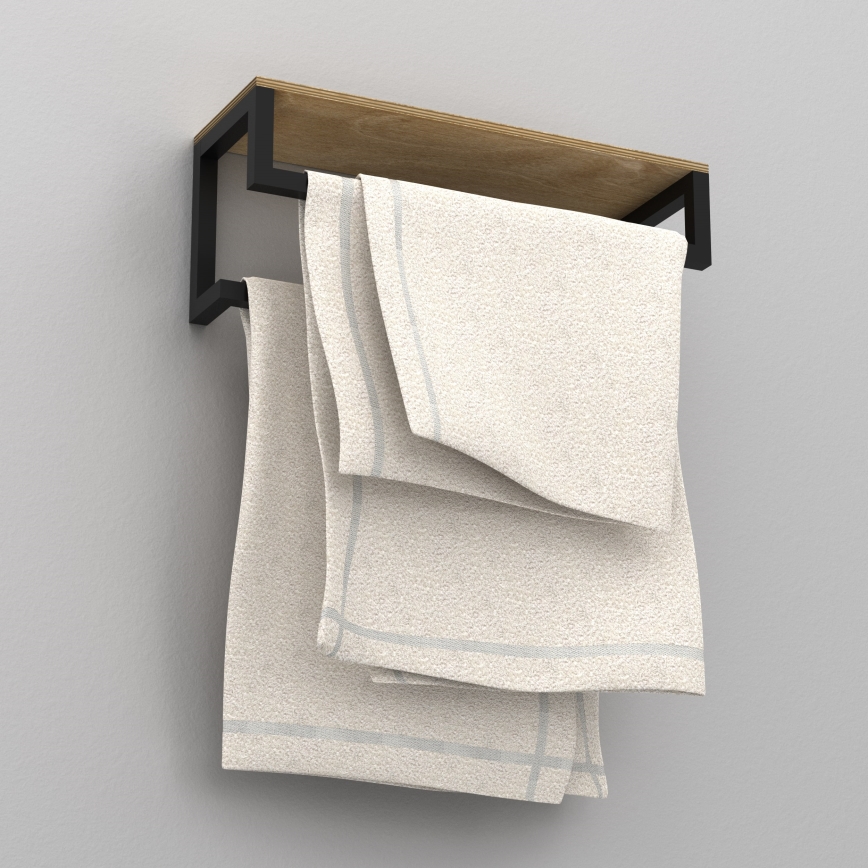 Porte-serviettes mural avec étagère 14x40 cm noir