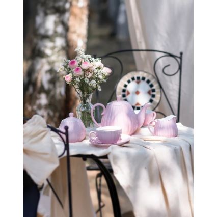 Porzellan-Kaffeeset, 15-teilig, rosa