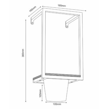 Pot de fleurs mural 38x18 cm noir