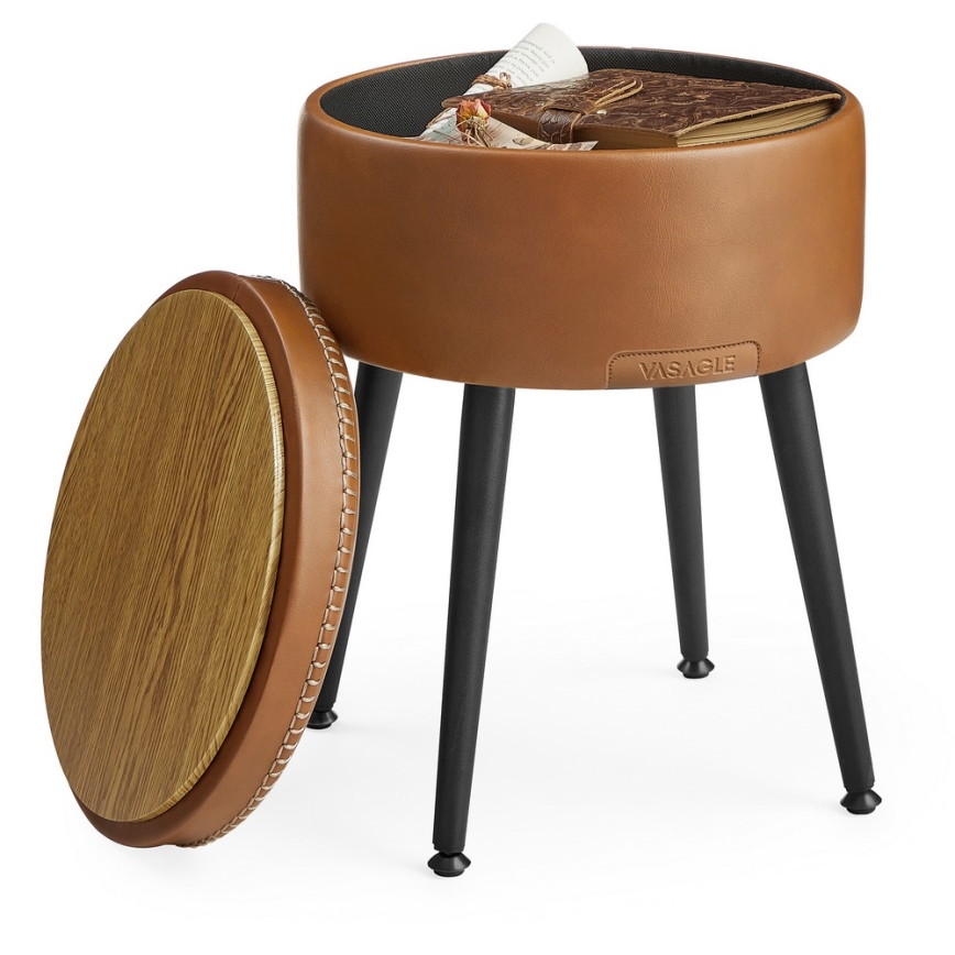 Pouf in pelle CORE colore cognac