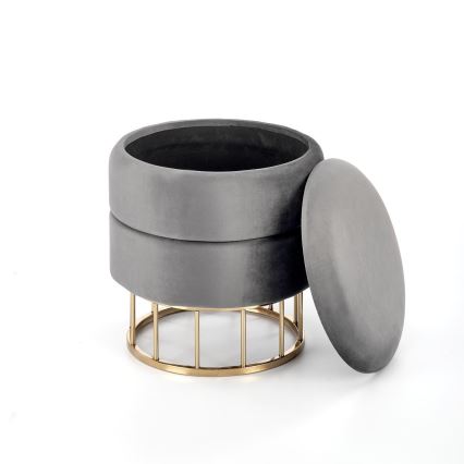 Pouf MINTY diam. 37 cm grigio/oro