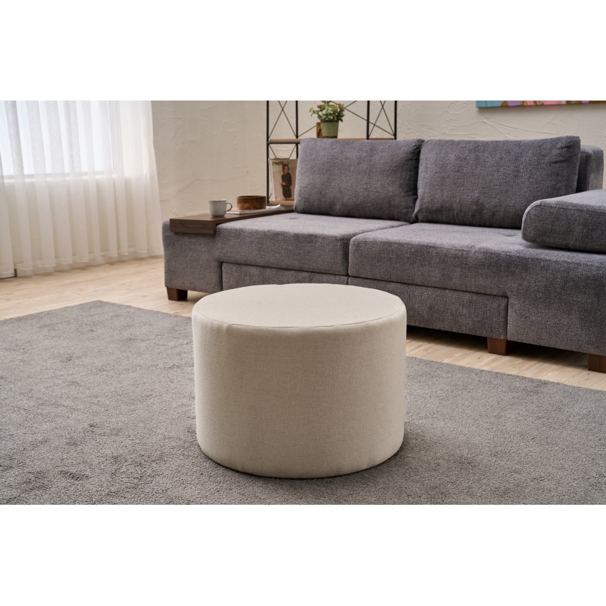 Pouf RABO, diametro 58 cm, crema