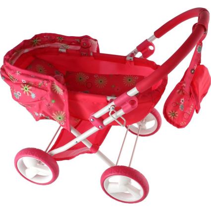Poussette pour poupées rouge