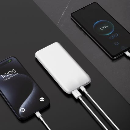 Power Bank 10000 mAh 10W Power Delivery 2xUSB-C + 1xUSB-A bianco
