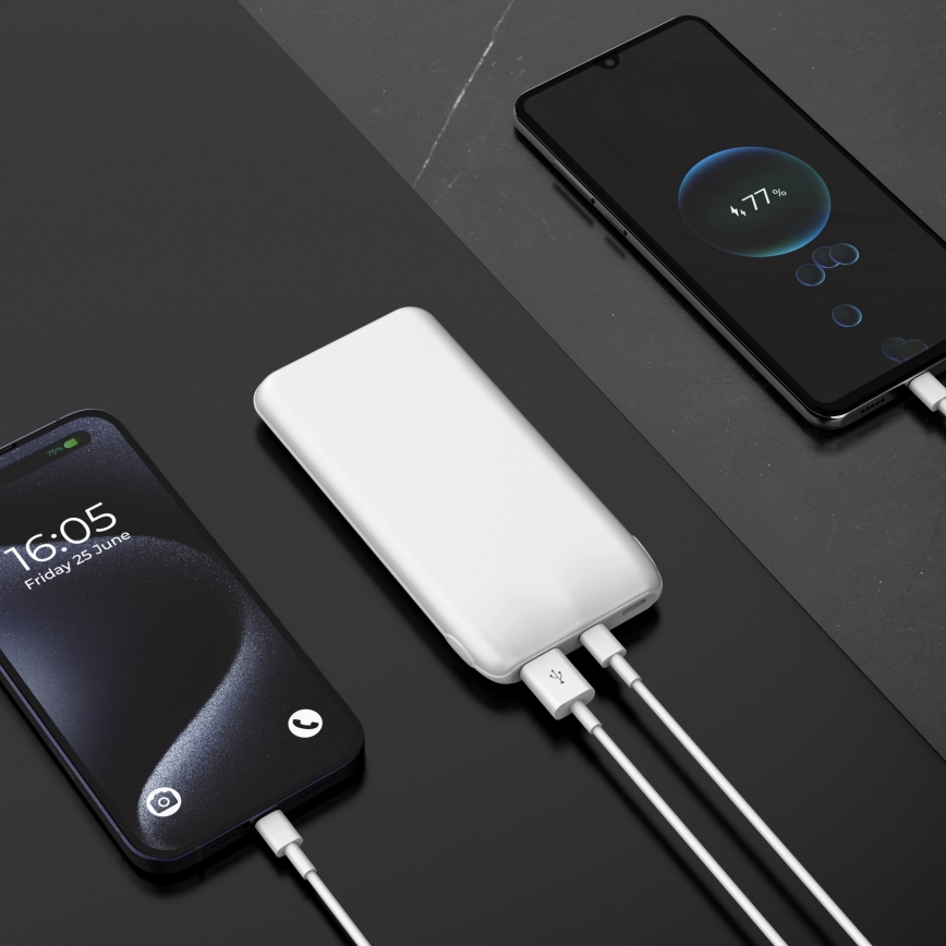 Power Bank 10000 mAh 10W Power Delivery 2xUSB-C + 1xUSB-A bianco