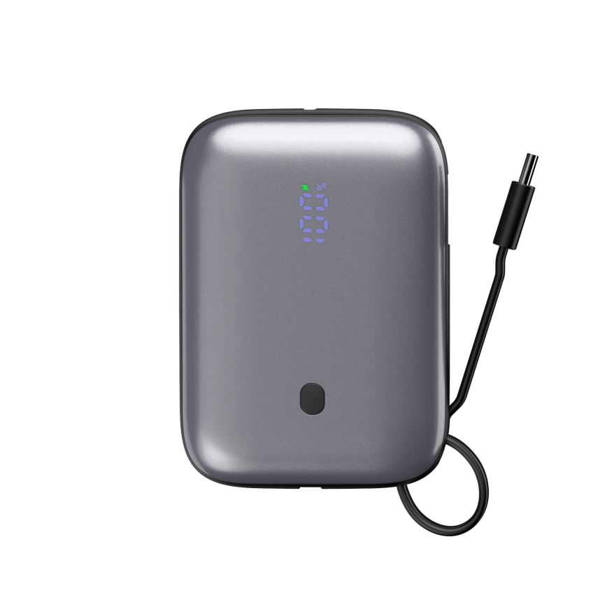 Power Bank 10000 mAh 20W Power Delivery Compact con cavo USB-C retrattile integrato 1m nero