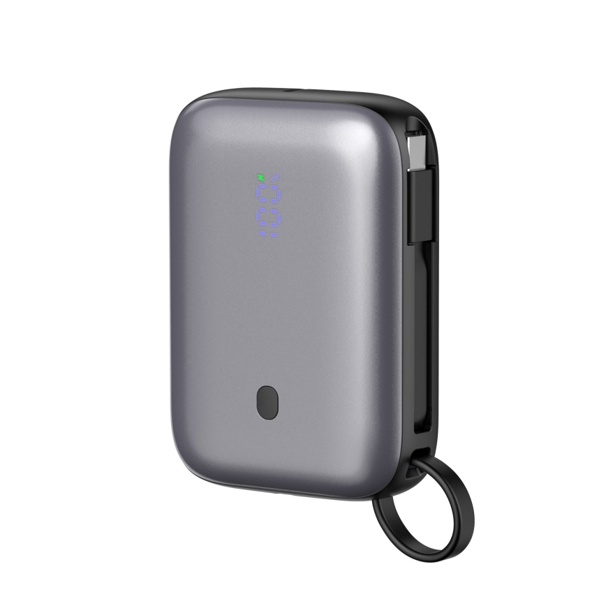 Power Bank 10000 mAh 20W Power Delivery Compact con cavo USB-C retrattile integrato 1m nero