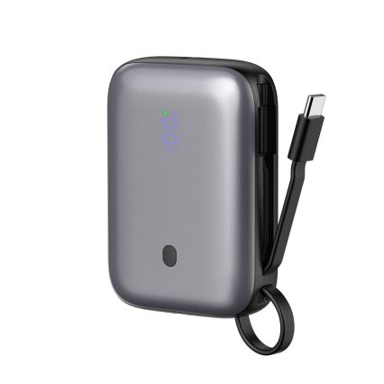 Power Bank 10000 mAh 20W Power Delivery Compact con cavo USB-C retrattile integrato 1m nero