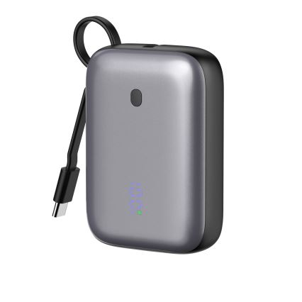 Power Bank 10000 mAh 20W Power Delivery Compact con cavo USB-C retrattile integrato 1m nero
