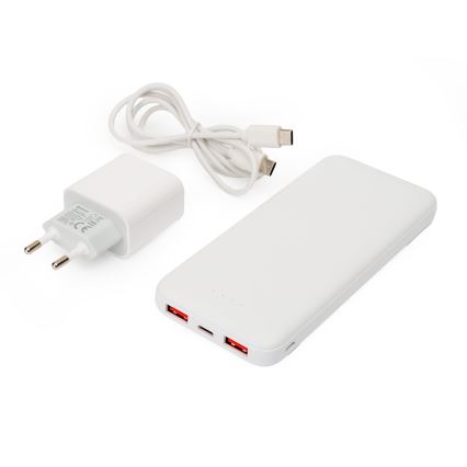 Power Bank 10000 mAh + adattatore 20W Power Delivery + USB-C/USB-C cavo 1m bianco