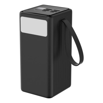 Power Bank 60000 mAh 20W Power Delivery 4xUSB-A + 2xUSB-C con Torcia LED con gancio e magnete e USB-C cavo 1m nero