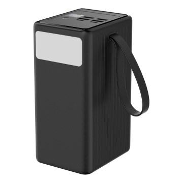 Power Bank 70000 mAh 20W Power Delivery 4xUSB-A + 2xUSB-C con Torcia LED con gancio e magnete e USB-C cavo 1m nero