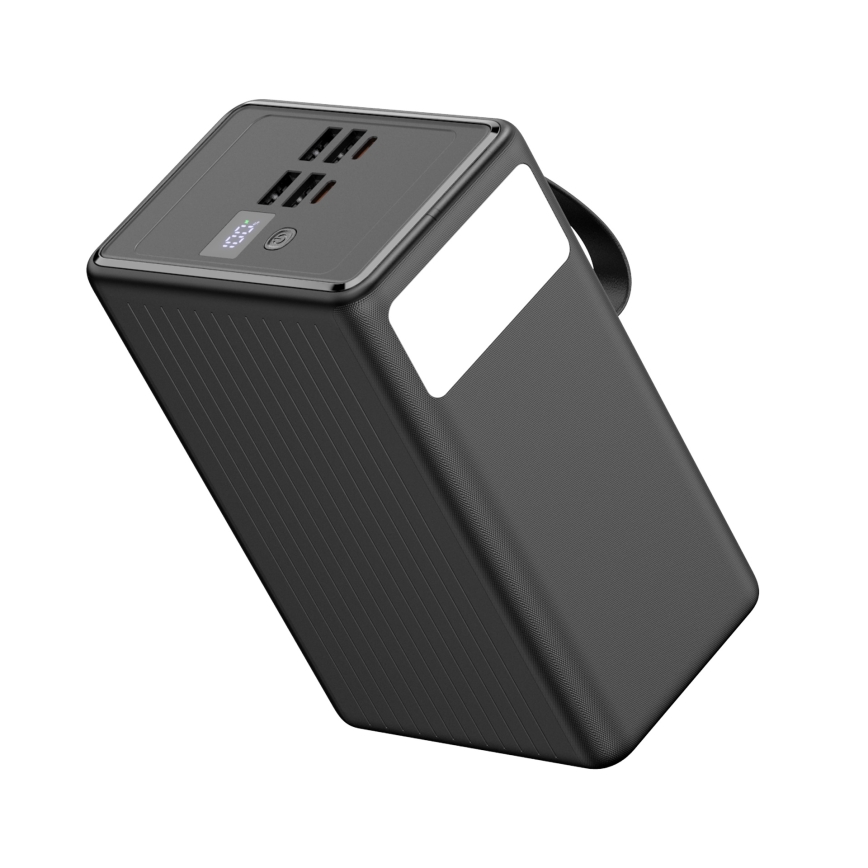 Power Bank da 80000 mAh, 20W Power Delivery, 4x USB-A + 2x USB-C, con torcia LED e cavo USB-C 1m, nero