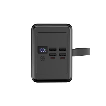 Power Bank da 80000 mAh, 20W Power Delivery, 4x USB-A + 2x USB-C, con torcia LED e cavo USB-C 1m, nero