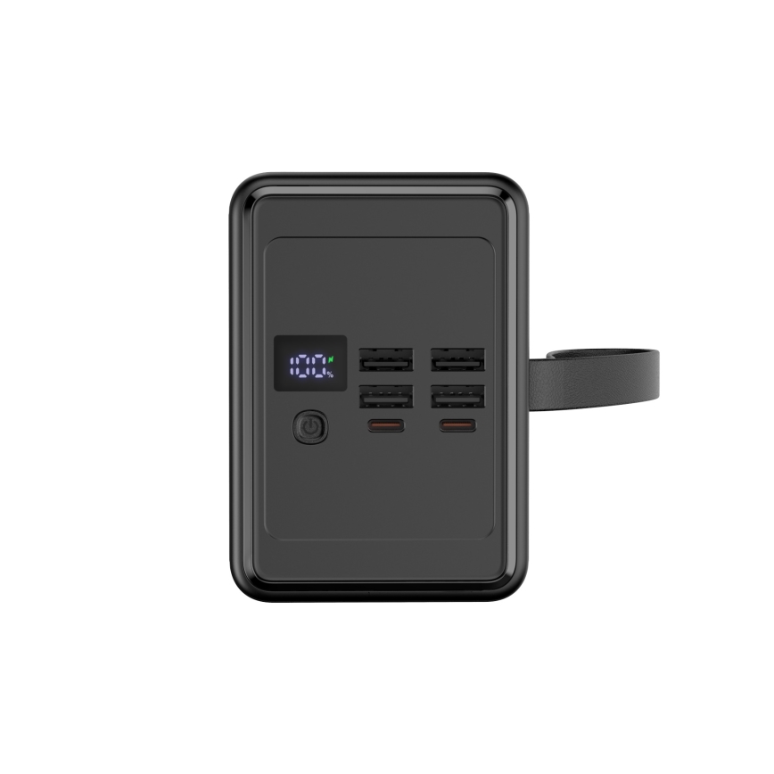 Power Bank da 80000 mAh, 20W Power Delivery, 4x USB-A + 2x USB-C, con torcia LED e cavo USB-C 1m, nero