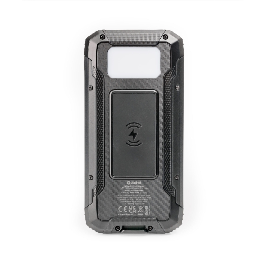 Power Bank con ricarica wireless e pannello solare Power Delivery 15W/10000 mAh nero