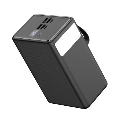 Powerbank 8000 mAh Power Delivery 4xUSB-A + 2xUSB-C mit LED-Taschenlampe und USB-C-Kabel 1m schwarz