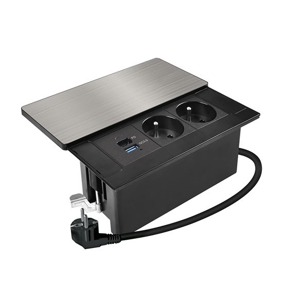 Presa da incasso con ricarica wireless da 20 W, 2 prese + USB-A + USB-C