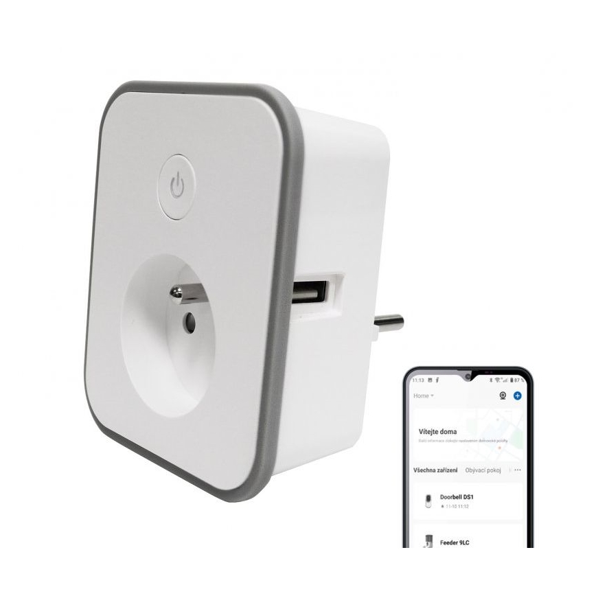 Presa intelligente con misurazione dei consumi 3680W/230V + 2xUSB/12W/5V Wi-Fi