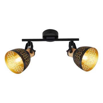 Prezent 27523 - Faretto MESCALA 2xE14/40W/230V nero/albero di caucciù