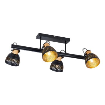 Prezent 27524 - Plafonnier MESCALA 4xE14/40W/230V noir/hévéa