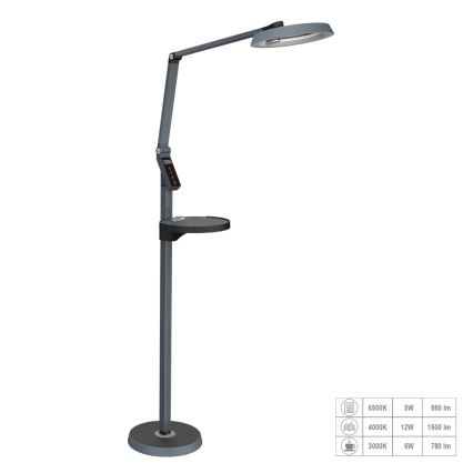 Prezent 31220 - Lampada da terra touch dimmerabile SALSA LED/15W/230V	 USB