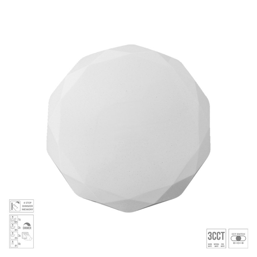 Prezent 71337 - LED-dimmbare Deckenleuchte IRIDIO LED/18W/230V 3000/4000/6500K Ø 34 cm weiß