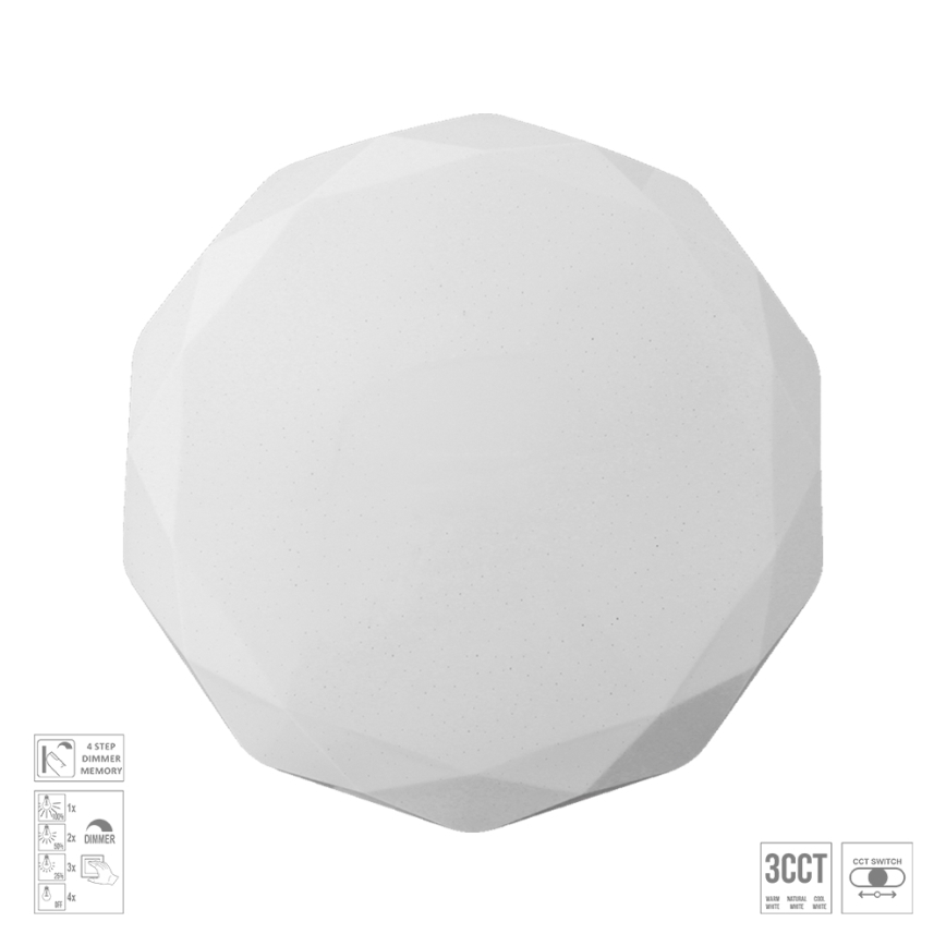 Prezent 71338 - Plafonnier LED dimmable IRIDIO, 30 W, 230 V, 3000/4000/6500 K, Ø 39 cm, blanc