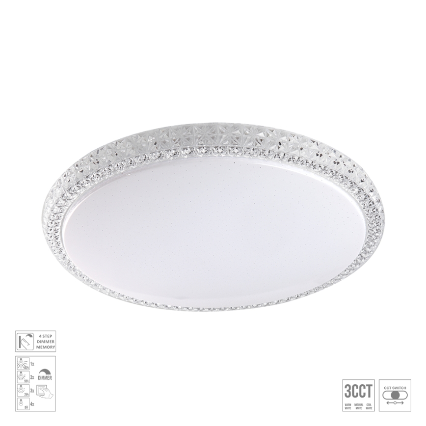 Prezent 71339 - LED-dimmbare Deckenleuchte AMBIA LED/30W/230V 3000/4000/6500K Ø 39,5 cm klar